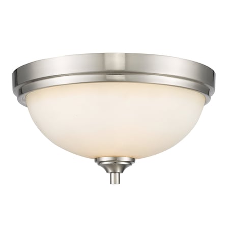 Z-Lite Bordeaux 2 Light Flush Mount, Brushed Nickel & Matte Opal 435F2-BN